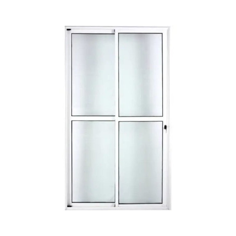 Porta de Alumínio de Correr Balcão 2 Folhas 210 x 150 Branco Linha 25 com Chave
