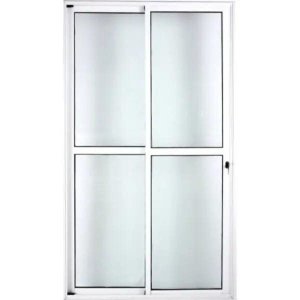 Porta de Aluminio Sacada 2 Folhas com Fechadura Linha Premium:2,10 X 1,20/branco