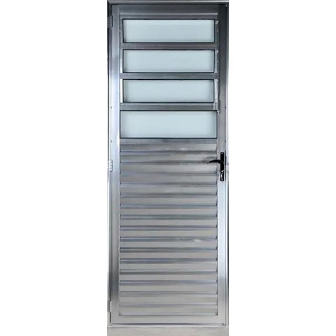 Porta de Alumínio Basculante Cor Brilhante 210 x 70 Esquerda Vidro Mini Boreal Linha All Soft