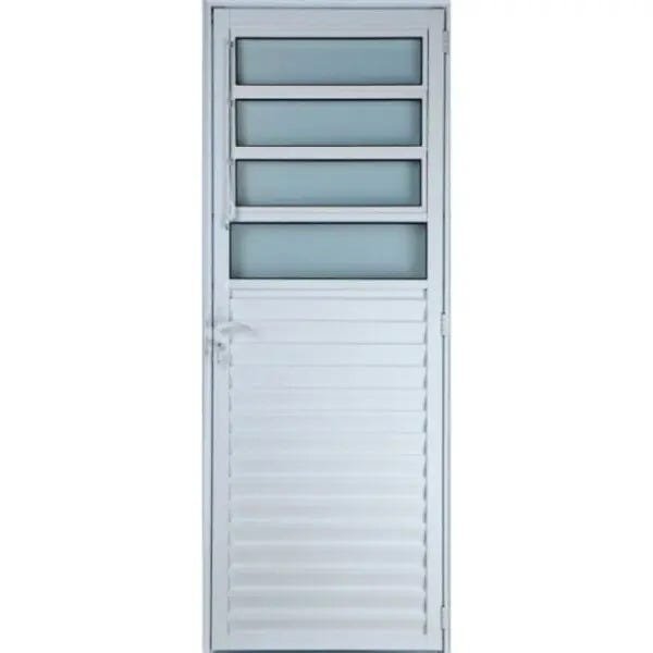 Porta de Alumínio Basculante 210 x 80 Esquerda Vidro Mini Boreal Linha All Soft Cor Branco - 1