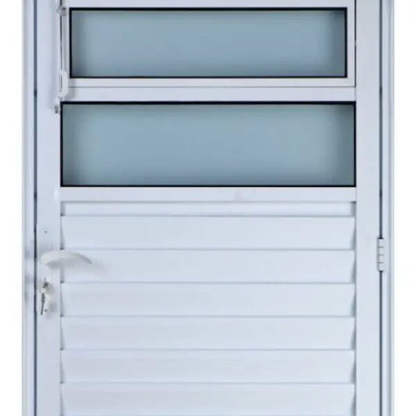 Porta de Alumínio Basculante 210 x 80 Esquerda Vidro Mini Boreal Linha All Soft Cor Branco - 2