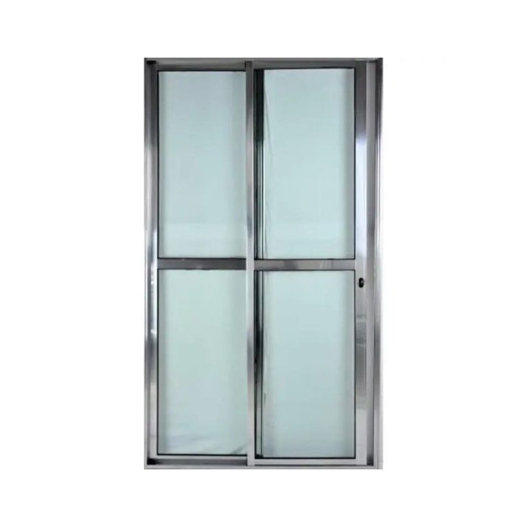 Porta de Alumínio de Correr Balcão 2 Folhas 210 x 120 Brilhante Linha 25 com Chave