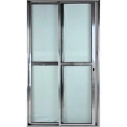 Porta de Alumínio de Correr Balcão 2 Folhas 210 x 150 Brilhante Linha 25 com Chave - 1
