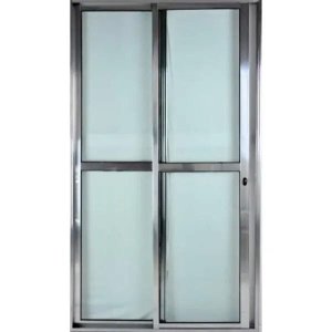 Porta de Alumínio de Correr Balcão 2 Folhas 210 x 150 Brilhante Linha 25 com Chave