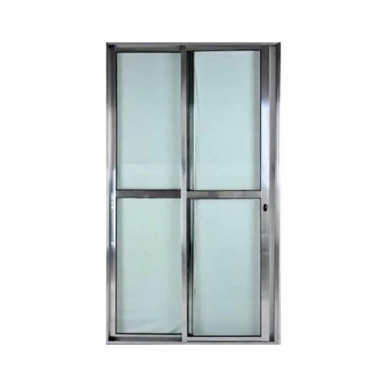 Porta de Alumínio de Correr Balcão 2 Folhas 210 x 150 Brilhante Linha 25 com Chave