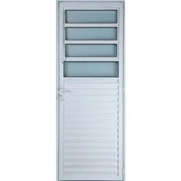 Porta de Alumínio Basculante Cor Branco 210 x 100 Esquerda Vidro Mini Boreal Linha All Soft - 1