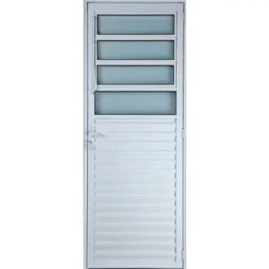 Porta de Alumínio Basculante Cor Branco 210 x 100 Esquerda Vidro Mini Boreal Linha All Soft