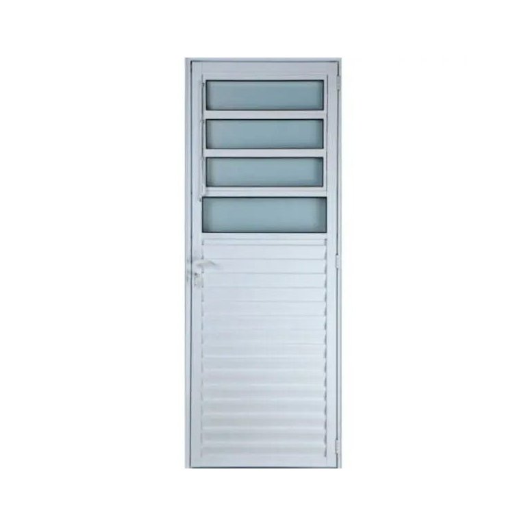 Porta de Alumínio Basculante Cor Branco 210 x 100 Esquerda Vidro Mini Boreal Linha All Soft