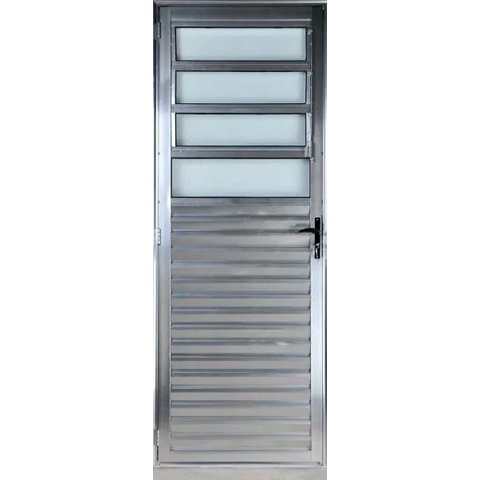 Porta de Alumínio Basculante Cor Brilhante 210 x 100 Esquerda Vidro Mini Boreal Linha All Soft