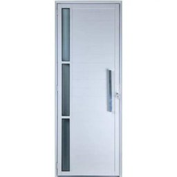 Porta de Alumínio Lambril com Visor e Puxador Cor Branco 210 x 90 Direita Linha All Soft - 1