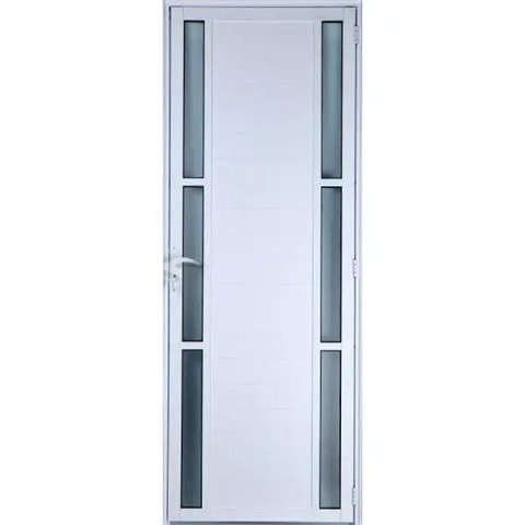 Porta de Alumínio Lambril com Visor Duplo Cor Branco 210 x 70 Direita Linha All Soft