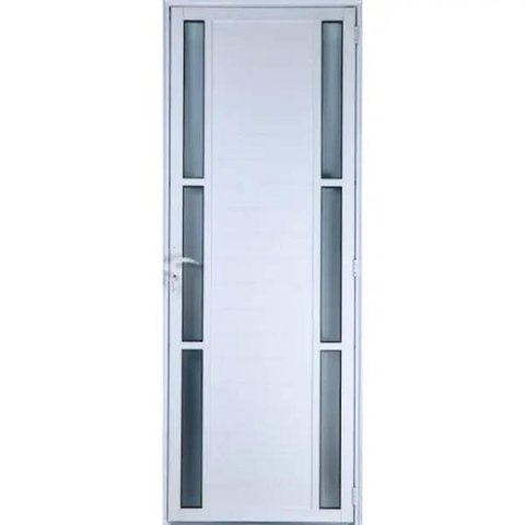 Porta de Alumínio Lambril com Visor Duplo Cor Branco 210 x 80 Esquerda Linha All Soft