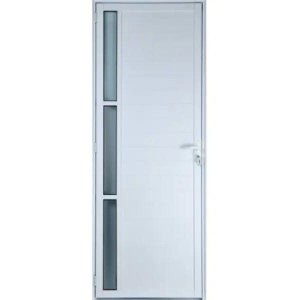 Porta de Aluminio Lambril Visor Lateral Linha Premium:2,10 X 0,70/esquerda/branco