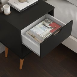 Mesa de Cabeceira Madri 2 Gavetas Preto - 3