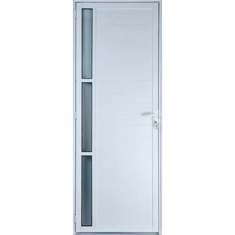 Porta de Aluminio Lambril Visor Lateral Linha Premium:2,10 X 0,90/esquerda/branco