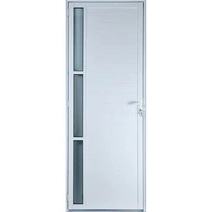 Porta de Aluminio Lambril Visor Lateral Linha Premium:2,10 X 0,80/esquerda/branco