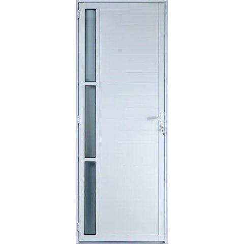 Porta de Aluminio Lambril Visor Lateral Linha Premium:2,10 X 0,80/esquerda/branco