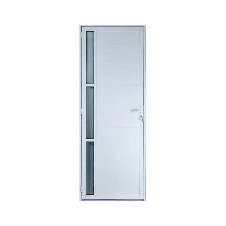 Porta de Alumínio Lambril com Visor 210 x 80 Esquerda Linha All Soft Cor Branco