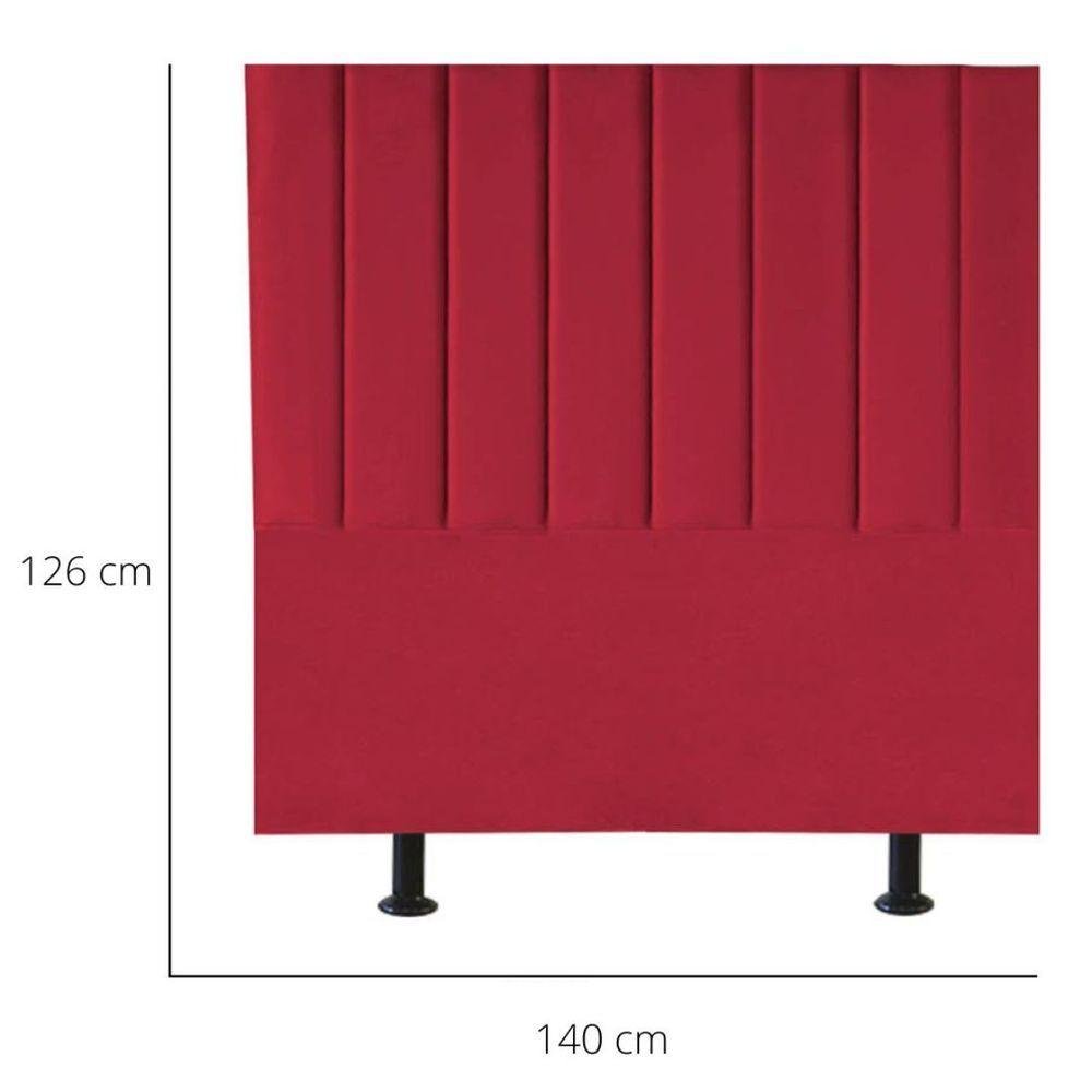 Cabeceira Estofada Cama Box Casal 140 Cm Laura Suede Cor:vermelho - 3