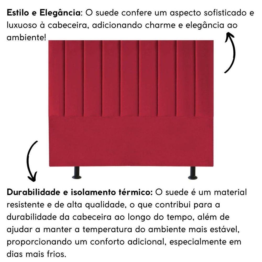 Cabeceira Estofada Cama Box Casal 140 Cm Laura Suede Cor:vermelho - 2