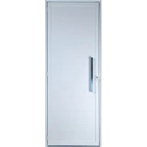 Porta de Alumínio Lambril com Puxador Cor Branco 210 x 90 Direita Linha All Soft