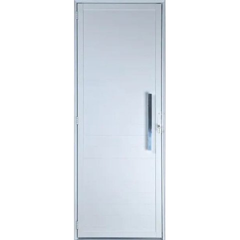 Porta de Alumínio Lambril com Puxador Cor Branco 210 x 80 Direita Linha All Soft