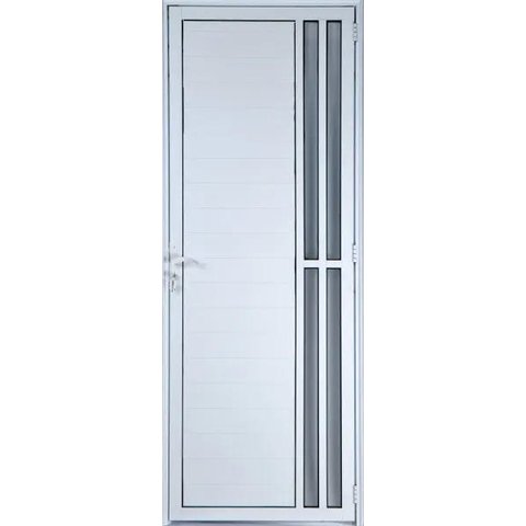 Porta De Alumínio Lambril Com Visor 2 Torres Cor Branco 2,10 X 1,00 Esquerda Linha All Soft