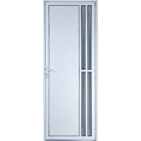 Porta de Alumínio Lambril com Visor 2 Torres Cor Branco 210 x 100 Direita Linha All Soft