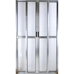 Porta de Alumínio de Correr Balcão 4 Folhas 210 x 200 Brilhante Linha 25 com Chave