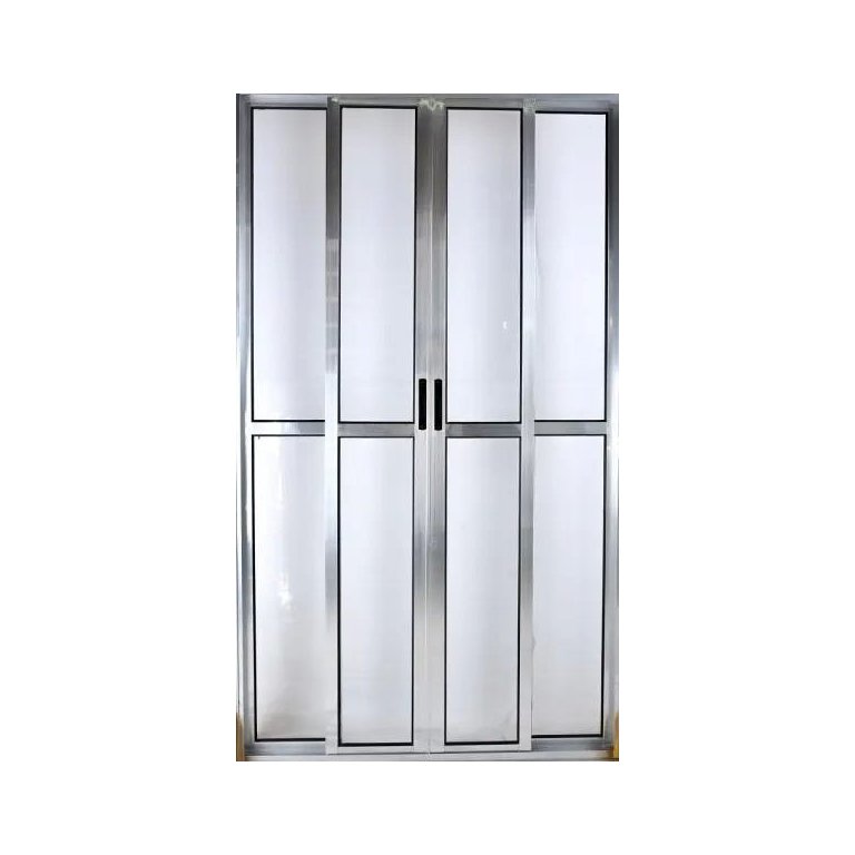 Porta de Alumínio de Correr Balcão 4 Folhas 210 x 200 Brilhante Linha 25 com Chave