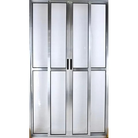 Porta de Alumínio de Correr Balcão 4 Folhas 210 x 180 Brilhante Linha 25 com Chave