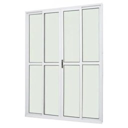 Porta de Alumínio de Correr Balcão 4 Folhas 210 x 200 Branco Linha 25 com Chave - 1