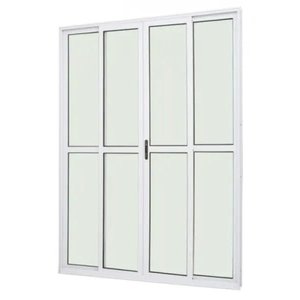 Porta de Alumínio de Correr Balcão 4 Folhas 210 x 200 Branco Linha 25 com Chave