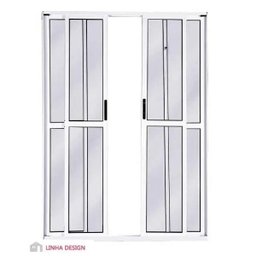 Porta de Alumínio de Correr Balcão 4 Folhas 210 x 200 Branco Linha 25 com Chave - 2