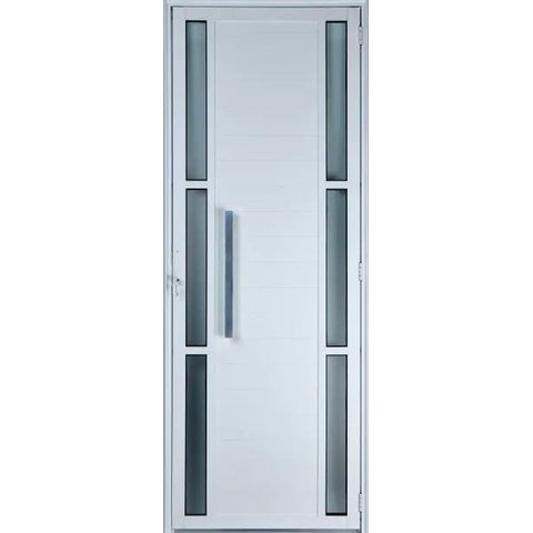 Porta de Alumínio Lambril com Visor Duplo com Puxador Cor Branco 210 x 80 Direita Linha All