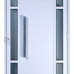 Porta de Alumínio Lambril com Visor Duplo com Puxador Cor Branco 210 x 80 Direita Linha All - 3 Porta de Alumínio Lambril com Visor Duplo com Puxador Cor Branco 210 x 80 Direita Linha All - 3