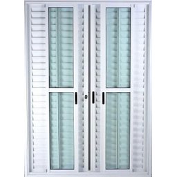 Porta de Alumínio de Correr Balcão 6 Folhas 210 x 200 Branco Linha 25 com Chave - 1