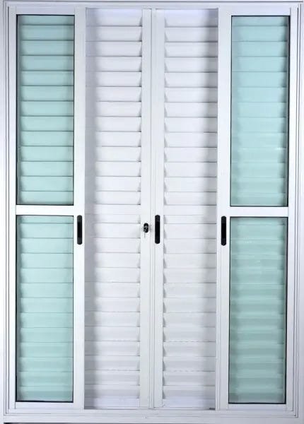 Porta de Alumínio de Correr Balcão 6 Folhas 210 x 200 Branco Linha 25 com Chave - 2