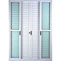 Porta de Alumínio de Correr Balcão 6 Folhas 210 x 200 Branco Linha 25 com Chave - 2