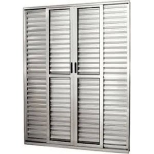 Porta de Alumínio de Correr Balcão 6 Folhas 210 x 200 Brilhante Linha 25 com Chave