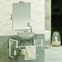 Ver imagem 2 de Gabinete para Banheiro Vidro Glass 60cm Branco com Cuba Incolor
