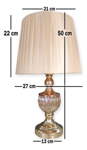 Abajur Luminaria de Mesa Dourado Seda Bege Dy-5008 - 2