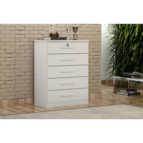 Comoda Austria 5 Gavetas Novo Horizonte Neve