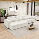 Ver imagem 1 de Sofá Retrátil Manual Sala de Estar Nolan Bipartido 339cm Conforto Premium em Couro Branco Manchado G