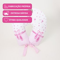 Almofada Amamentação Estampada Bebê Menina com Enchimento e Zíper - Bailarina Encantada - 5