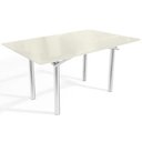Ver imagem 1 de Mesa P/ Cozinha Elba Tampo Madeirado C/ Vidro 160cm Cromada/off White - Kappesberg