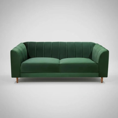 Namoradeira 3 Lugares Camel 210 cm Veludo Verde