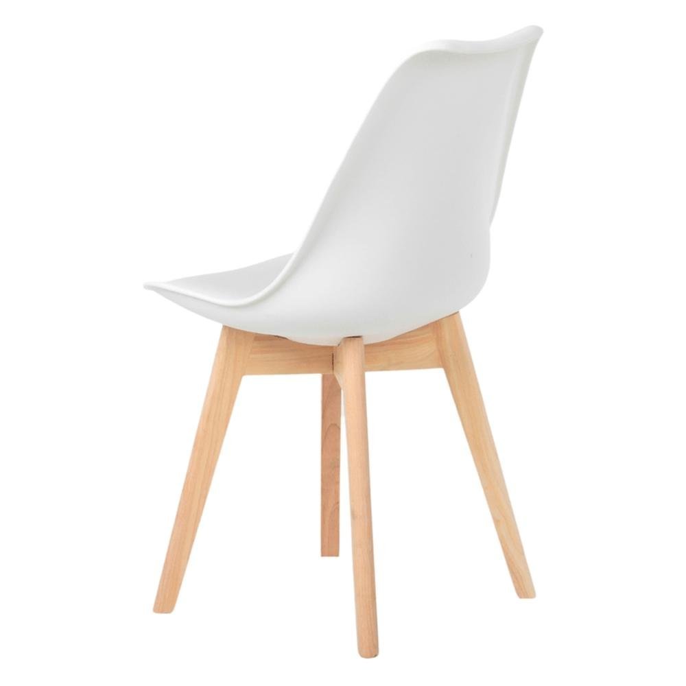 Kit C| 5 Cadeira Leda Branca - Charles Eames Wood com Almofada - 6