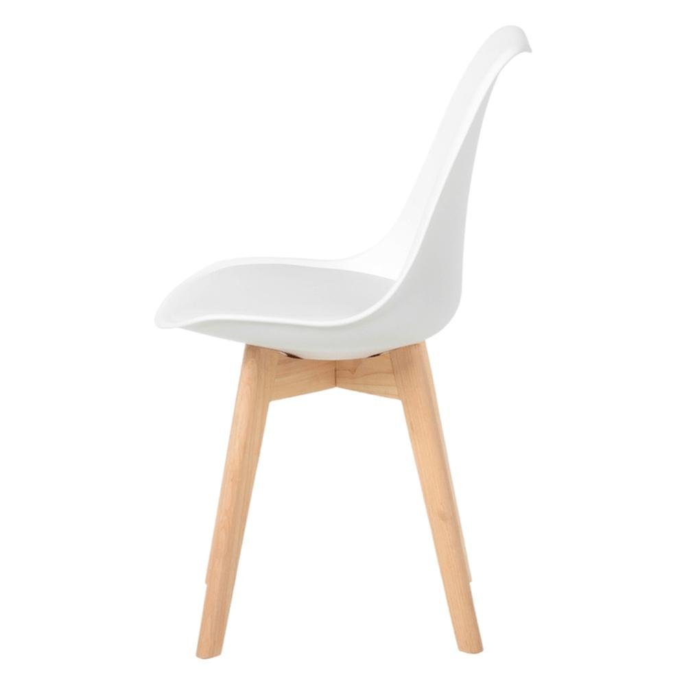 Kit C| 5 Cadeira Leda Branca - Charles Eames Wood com Almofada - 2
