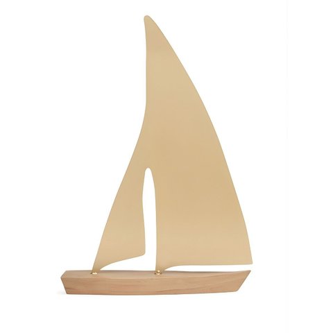 Escultura Decorativa Barco em Metal Dourado 21286g Mart